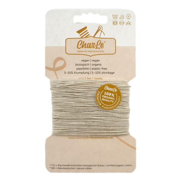 10 m Bio Gummischnur - 1,4 mm - ecru